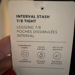 Athleta brand new interval Stash 7/8 Tight Leggings in black size 10